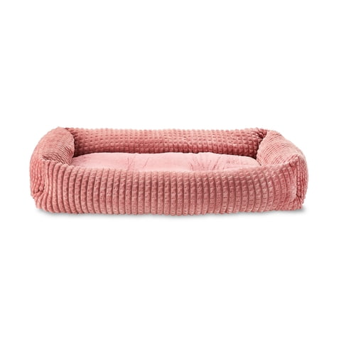 Vibrant Life Large Flannel Waffle Texture Bolster Cat or Dog Bed, Pink, 27" x 36"