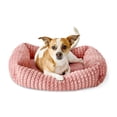 thumbnail image 1 of Vibrant Life Small Flannel Waffle Texture Bolster Cat or Dog Bed, Pink, 17" x 21", 1 of 7