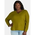 thumbnail image 1 of Terra & Sky Women’s Plus Waffle V Neck Henley Top, Sizes 0X-5X, 1 of 5