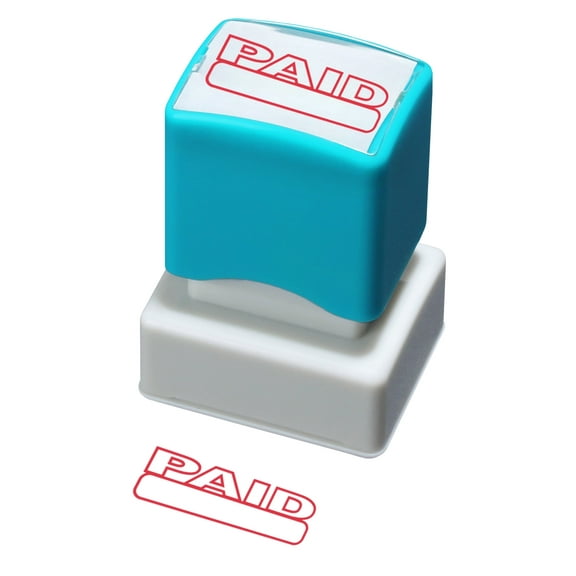WAFJAMF Paid Stamp–Self Inking Rubber Stamp Office Stamp Message Stamp Red Ink-Medium