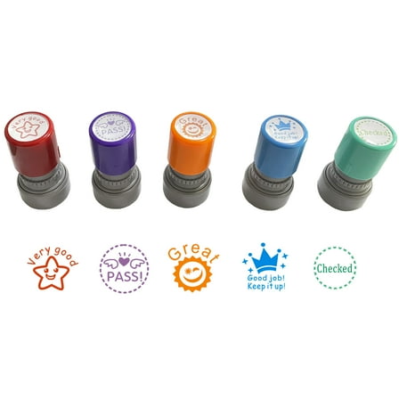 WAFJAMF Teachers Self-Inking Rubber Stamp Set (5 Piece Set)