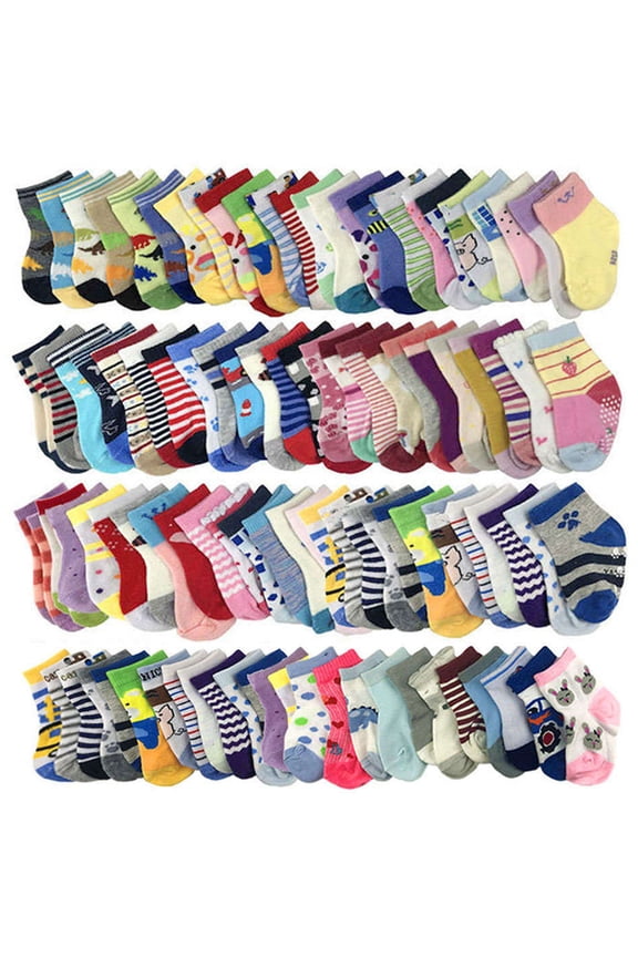 Soft Cotton Breathable Socks Kids 3-6 T, (20 Pack)