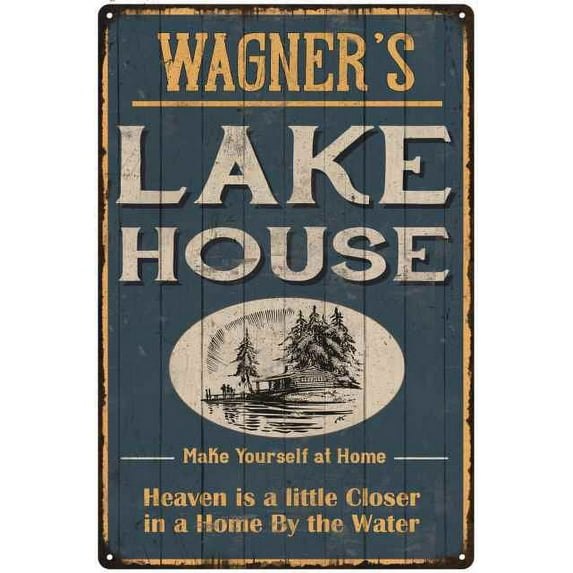 WAGNER'S Lake House Blue Cabin Home Decor 8 x 12 Matte Finish Metal 108120038152