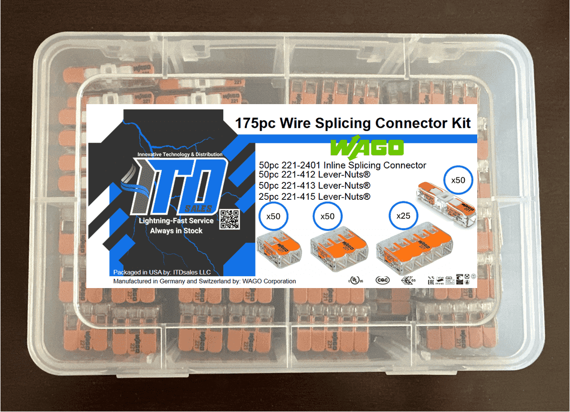 Wago 221 Lever Nuts 175pc Wire Connector Assortment Pack