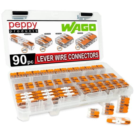 WAGO 221 Lever Nuts 90pc Compact Splicing Wire Connector Assortment ...