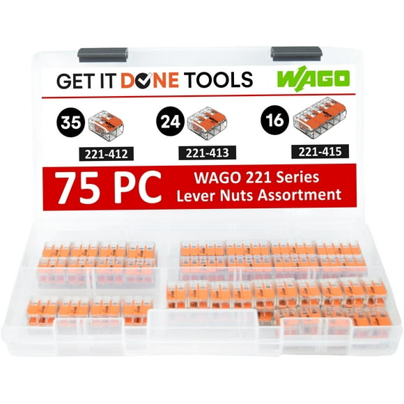 WAGO 221 Series 75pc Lever-Nuts Wire Connector Assortment with Case