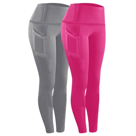 WAGUTH 2-Pack High Waist Yoga Leggings for Women Soft Stretch Workout Running Athletic Tights with Side Pockets
