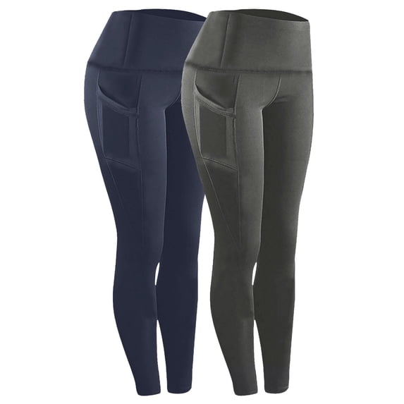 WAGUTH 2-Pack High Waist Yoga Leggings for Women Soft Stretch Workout Running Athletic Tights with Side Pockets