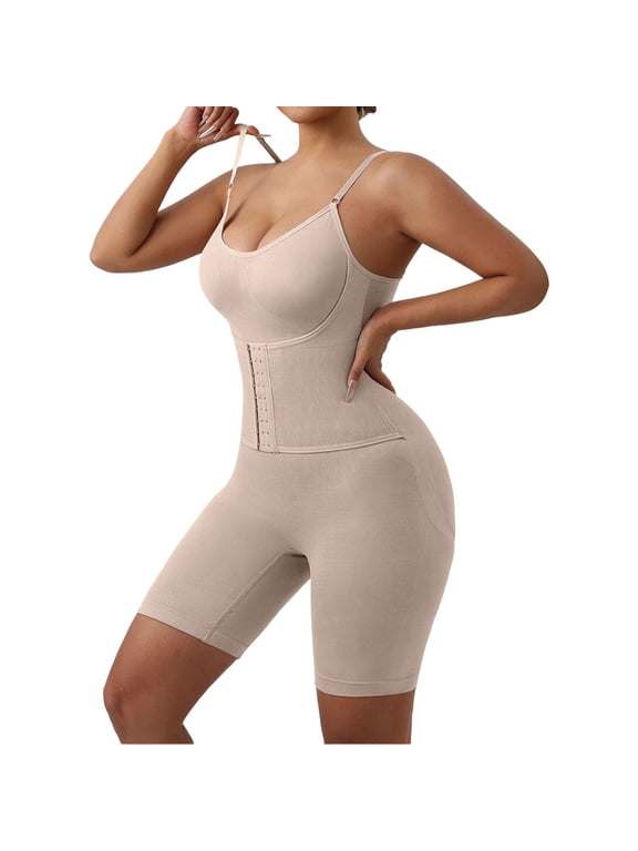 Bodysuit for Women Adjustable Strap Tummy Control Shapewear Front Hook Waist Trainer High Thigh Butt Lifter Full Body Shaper