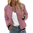 thumbnail image 1 of WAGUTH Bomber Jackets for Women Zip Up Soft Lightweight Long Sleeve Casual Jacket for Spring Fall Daily Wear, 1 of 2