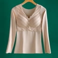 thumbnail image 1 of WAGUTH Fall Winter Thermal Tops for Women Lace V‑Neck Long Sleeve Seamless Slim Fit Warm Base Layer Undershirt for Fall Winter, 1 of 4