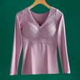 thumbnail image 1 of WAGUTH Fall Winter Thermal Tops for Women Lace V‑Neck Long Sleeve Seamless Slim Fit Warm Base Layer Undershirt for Fall Winter, 1 of 3