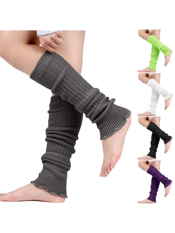 Leg Warmers for Women Fall Winter Ribbed Knit Calf Covers with Ruffled Edge for Sports Yoga Daily Casual Outfits