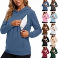 thumbnail image 1 of WAGUTH Maternity Nursing Hoodie for Women Long Sleeve Pullover Sweatshirt with Discreet Breastfeeding Zippers and Pocket for Fall Winter, 1 of 6