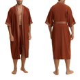 thumbnail image 1 of WAGUTH Mens Bathrobe Set Satin Printed Kimono Robe & Shorts with Belt Lightweight Soft Loungewear, 1 of 7
