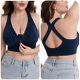 thumbnail image 1 of WAGUTH Plus Size Front Zip Sports Bra for Women Racerback Medium Support Seamless Workout Yoga Bralette,Blue,XL, 1 of 6