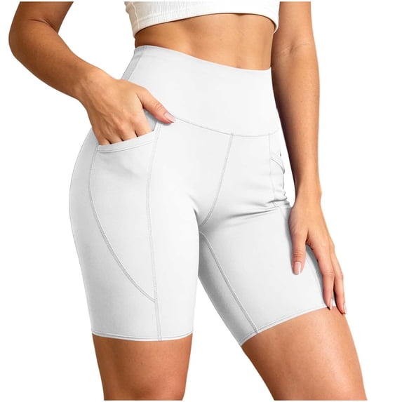 WAGUTH Summer Casual Workout Shorts with Pockets,White,S