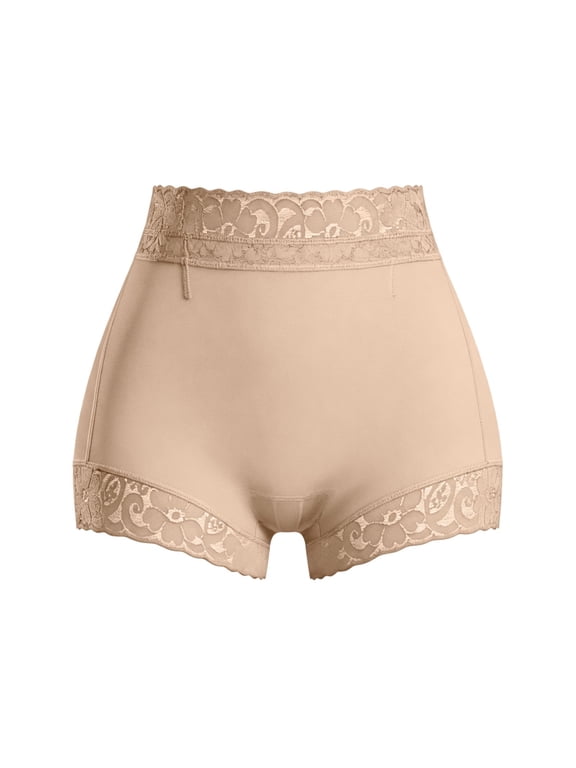 Tummy Control Butt Lifting Shapewear for Women Anti-Chafing High Waist Lace Boyshorts Daily Wear & Evening Parties,Beige,XXL