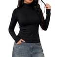 thumbnail image 1 of WAGUTH Turtleneck Long Sleeve Thermal Shirts for Women Slim Fitted Solid Color Seamless Warm Base Layer Tops for Fall Winter Daily Layering, 1 of 7