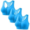 thumbnail image 1 of WAGUTH Women's 3 Pack Front Zipper Racerback Sports Bra Mesh Breathable Wide Strap Wireless Medium Support Workout Bra for Gym Fitness Yoga, 1 of 6