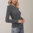 thumbnail image 1 of WAGUTH Women's Button Up Ribbed Knit Cardigan Sweaters Crew Neck Lightweight Long Sleeve Tops for Fall Winter Daily Layering, 1 of 3