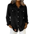 thumbnail image 1 of WAGUTH Women's Corduroy Button Down Shacket Jacket Long Sleeve Casual Lapel Outerwear with Chest Pockets for Fall Winter Daily Wear,L, 1 of 7