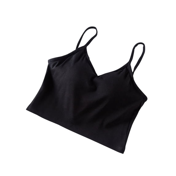 WAGUTH Women's Cotton Spaghetti Strap Cropped Pajamas V Neck Solid Color Layering Underwear Cami Casual Sleepwear Tank Tops,M