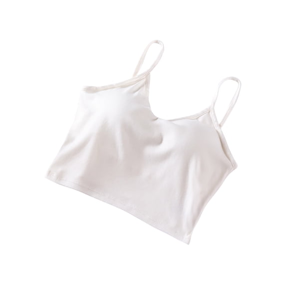 WAGUTH Women's Cotton Spaghetti Strap Cropped Pajamas V Neck Solid Color Layering Underwear Cami Casual Sleepwear Tank Tops,L