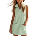 thumbnail image 1 of WAGUTH Women's Half-Zip Mini Dress Cotton Linen Sleeveless Collared Casual Shift Dress Summer Dress with Pockets for Daily Outfit, 1 of 5