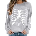 thumbnail image 1 of WAGUTH Women's Halloween Print Sweatshirts Skeleton Rib Cage Graphic Crew Neck Long Sleeve Casual Pullover Tops for Party Outfits,S, 1 of 6