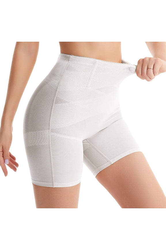 Women's High Waist Mesh Shapewear Shorts Tummy Control Lace Hem Butt Lifting Shaper for Evening Gowns Bridal Occasions,White,S