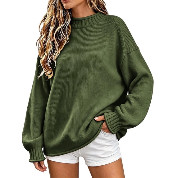 WAGUTH Women's Mock Neck Knit Sweaters Long Sleeve Slouchy Loose ...
