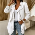 thumbnail image 1 of WAGUTH Women's Open Front Denim Jacket Lapel Long Sleeve Asymmetrical Hem Lightweight Jean Coat with Side Pockets for Casual Daily Wear, 1 of 6