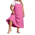 thumbnail image 1 of WAGUTH Women's Plus Size Crinkle Cami Midi Dresses Adjustable Strap Flowy Sundress for Beach Resort & Casual Wear, 1 of 7