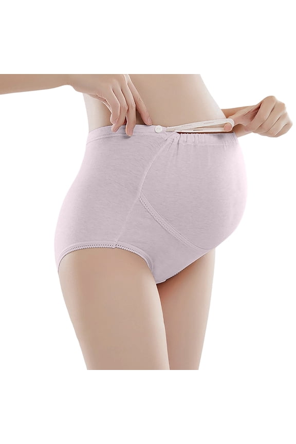 Women's Plus Size High Waist Maternity Underwear Cotton Breathable Pregnancy Panties with Adjustable Waistband Belly Support for Third Trimester,L