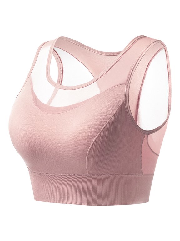 Women's Quick Dry Mesh Sports Bra High Support WireFree Padded Running Gym Workout Bra