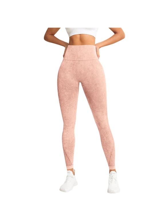 Women's Seamless Ribbed Workout Leggings High Waist Tummy & Hip Contour Scrunch Yoga Tights Ankle-Length Butt Lifting Active Pants