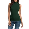 thumbnail image 1 of WAGUTH Women's Sleeveless Mock Neck Tank Tops Slim Fit Solid Ribbed Knit Stretchy Basic Layering Shirts for Spring Fall Daily Office Wear,Green,S, 1 of 8