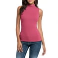 thumbnail image 1 of WAGUTH Women's Sleeveless Mock Neck Tank Tops Slim Fit Solid Ribbed Knit Stretchy Basic Layering Shirts for Spring Fall Daily Office Wear,Hot Pink,S, 1 of 8