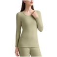 thumbnail image 1 of WAGUTH Women's Solid Round Neck Thermal Tops Thick High Stretch Long Sleeve Warm Base Layer Casual Underwear,S, 1 of 4