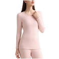 thumbnail image 1 of WAGUTH Women's Solid Round Neck Thermal Tops Thick High Stretch Long Sleeve Warm Base Layer Casual Underwear,L, 1 of 4