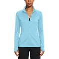 thumbnail image 1 of WAGUTH Women's Sun Protection Athletic Jacket Long Sleeve Full-Zip Workout Running Tops with Thumb Holes & Pockets,Light Blue,XXL, 1 of 5