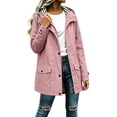 thumbnail image 1 of WAGUTH Women's Waterproof Hooded Rain Jackets Striped Lined Windproof Mid-Length Outdoor Coats With Pockets, 1 of 7