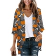 thumbnail image 1 of WAGUTH Womens Chiffon Kimono Cardigans Open Front Halloween Print 3/4 Sleeve Lightweight Cover Ups Casual Layering Tops for Holiday Outfits, 1 of 5