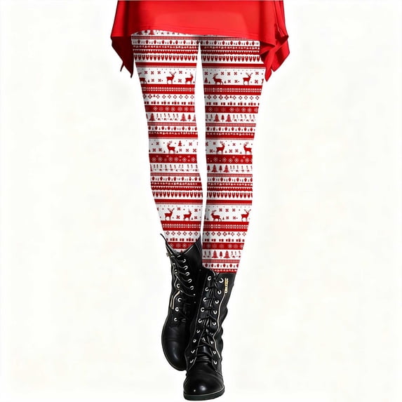 WAGUTH Womens Christmas Print Leggings High Waist Stretchy Holiday Full Length Workout Yoga Tights for Xmas Party Daily Wear