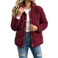 thumbnail image 1 of WAGUTH Womens Corduroy Puffer Coat Stand Collar Snap Button Short Quilted Winter Cotton Padded Jacket with Side Pockets for Cold Weather, 1 of 6
