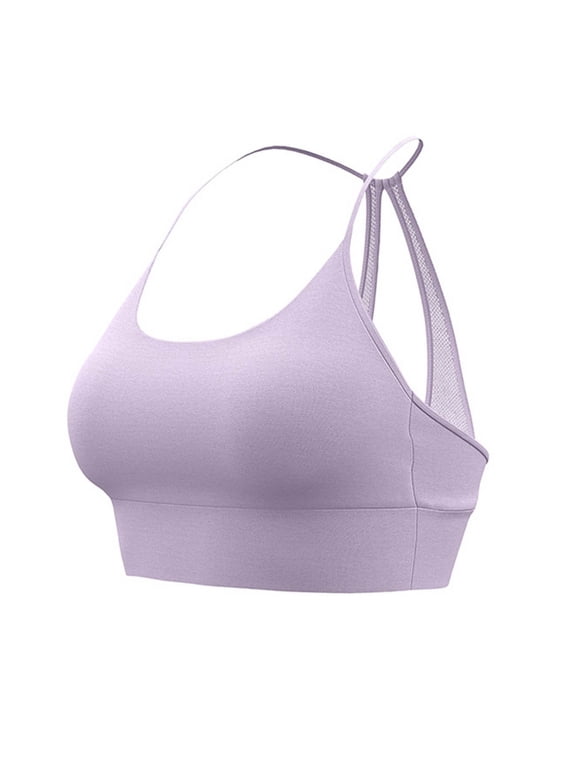 Womens Mesh Hollow Back Sports Bras Medium Support Padded Comfort Open Back Active Underwear for Yoga Workout Gym
