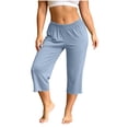 thumbnail image 1 of WAGUTH Womens Modal Capri Pajama Pants Elastic High Waist Wavy Ruffle Hem Wide Leg Cropped Sleep Bottoms Soft Breathable Lounge Pants, 1 of 5