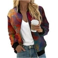 thumbnail image 1 of WAGUTH Womens Multi-Pattern Print Zip Up Bomber Jackets Long Sleeve Casual Lightweight Jacket with Rib Trim for Spring Fall Wear, 1 of 5