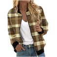 thumbnail image 1 of WAGUTH Womens Print Zip Up Bomber Jackets Plaid & Striped Pattern Long Sleeve Soft Lightweight Casual Jacket with Rib Trim, 1 of 6